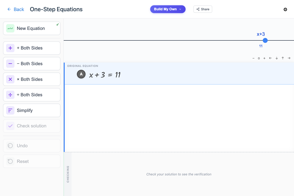 Solving an equation step by step